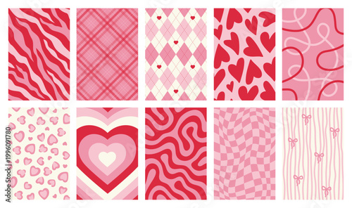 Foto Set of abstract red and pink backgrounds