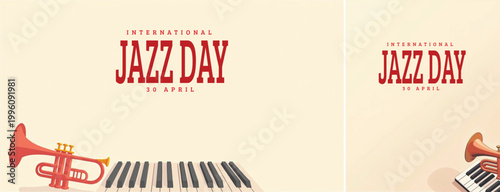 Elegant international jazz background, international jazz day background for social media, website template
