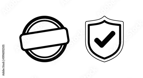 Legal approved stamp and shield with checkmark icon symbolizing legality and protection approved checkmark certification verification agreement contract document guarantee security official
