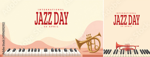 Elegant international jazz background, international jazz day background for social media, website template