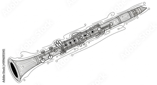 Detailed illustration of a woodwind musical instrument.
