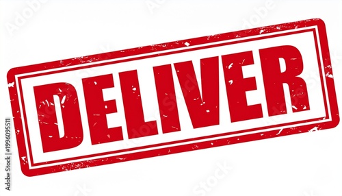 Red Stamp Graphic with DELIVER Text Showcasing Fulfillment, Logistics, and Conceptual Photography Design