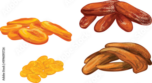 set of dried fruits, 