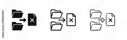 File Deletion and Data Management Icon Set - Folder and Trash Concept