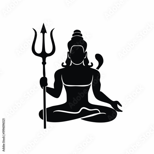 Silhouette of Lord Shiva meditating with trident