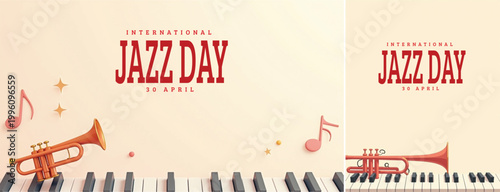Elegant international jazz background, international jazz day background for social media, website template
