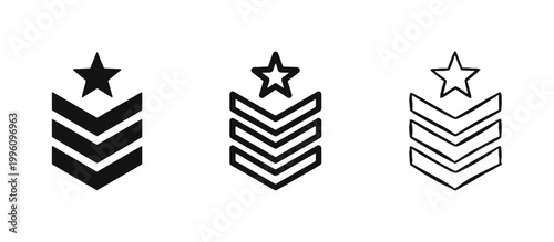 Military Rank and Achievement Level Icon Set - Star and Chevron Concept