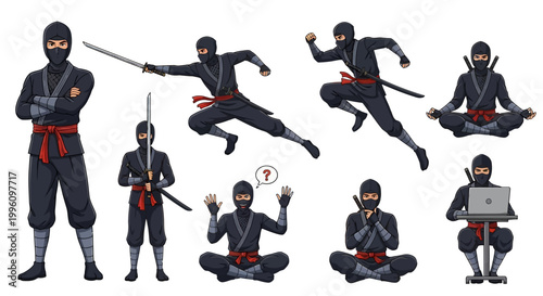 Ninja Warriors Poses and Actions Collection.