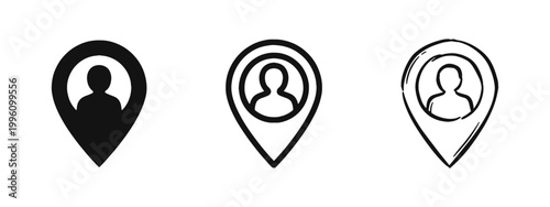User Location Map Pin and Person Tracking Icon Set