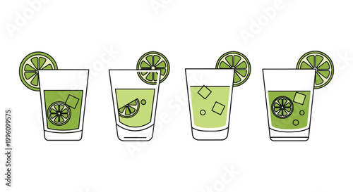 Lime Juice Glass Line art abstract simple minimal illustration