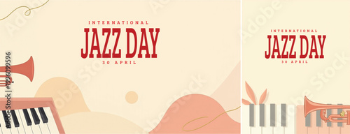 Elegant international jazz background, international jazz day background for social media, website template