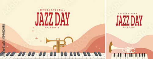 Elegant international jazz background, international jazz day background for social media, website template