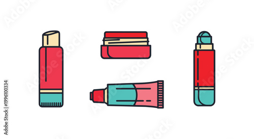 Lip balm Line art vector set clean abstract decorative