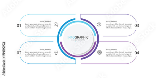 Cuadro en lienzo Vector infographic label design with circle infographic template design and 4 options or steps