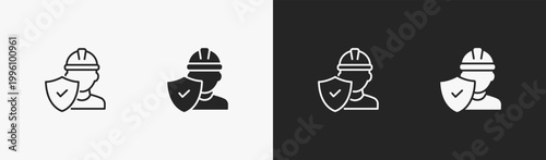 Set of Safety icon in black and white collection