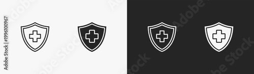Set of Shield icon in black and white collection