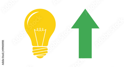Fotografie Light Bulb with Green Arrow Up.