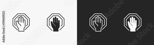 Set of Stop icon in black and white collection