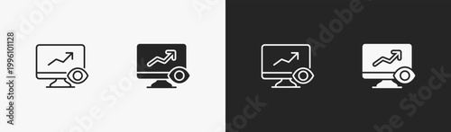 Set of Monitor icon in black and white collection