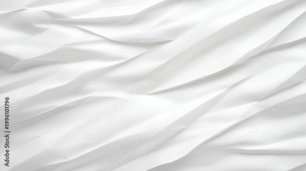Fototapeta premium White textured surface with flowing, wavy folds creating a smooth, abstract pattern resembling fabric or soft waves.