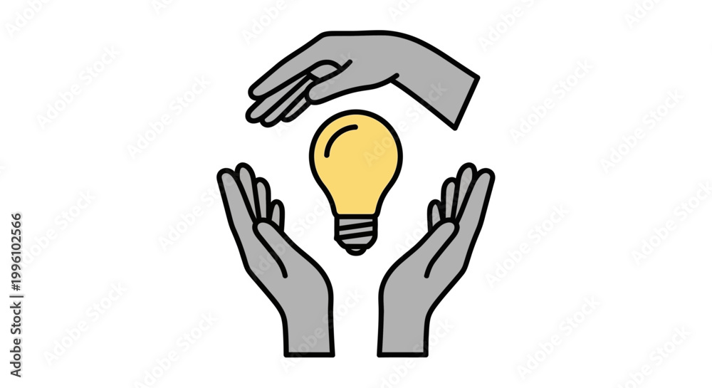 Obraz premium Hands holding a light bulb idea.