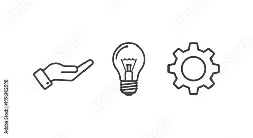 Innovation concept with hand lightbulb gear.