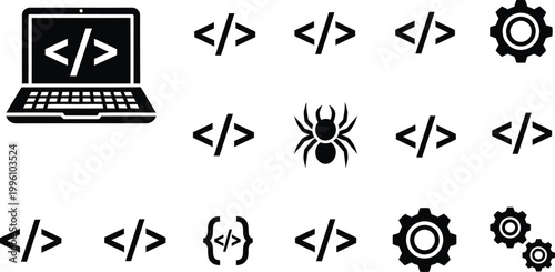 Coding and development icons a collection of programming symbols