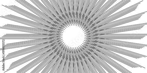 Comic book black and white radial lines background Rectangle fig