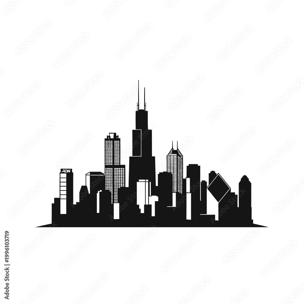 Naklejka premium Modern City Skyline Silhouette Vector Illustration.