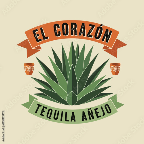El Corazon Tequila Anejo Agave Plant Emblem.