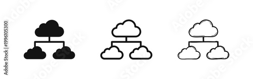 Cloud Computing Hierarchy and Network Architecture Icon Set