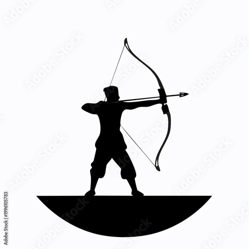 Silhouette of an Archer Drawing a Bow