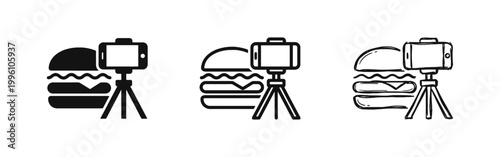 Food Vlogging and Social Media Content Creation Icon Set