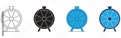 Prize wheel icon Set, Outline Vector illustration.