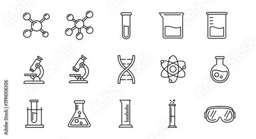 Collection of Science and Chemistry Icons and Symbols.
