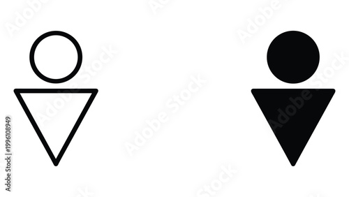 A simple graphic illustration of two stick figures in black and white