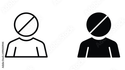 A graphic illustration of two prohibited human icons on a white background
