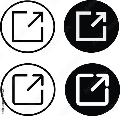 Set of external link icons open in new window symbol variations black and white internet illustration collection navigation technology interface redirect download