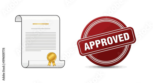 Approved document with official certificate and quality assurance stamp.