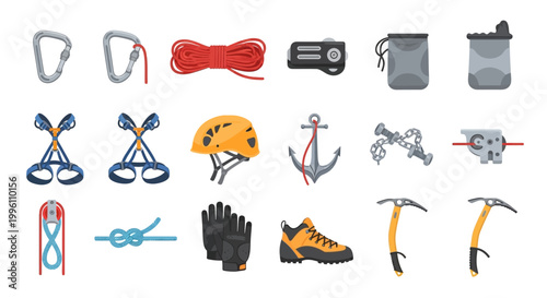 Collection of climbing and adventure gear