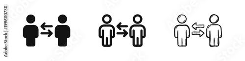 People Exchange Collaboration Icon Set in Three Styles: Solid, Outline, and Hand-Drawn