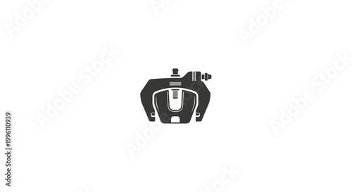 Black diving mask with snorkel isolated on white background.