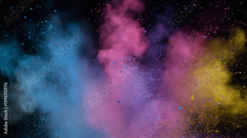 Color powder explosion, vibrant burst photography and dynamic abstract art theme