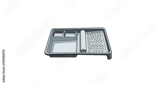 Modern stainless steel divided kitchen tray with multiple compartments for food serving and preparation.