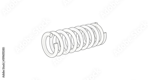 Detailed illustration of a mechanical compression spring in white background.
