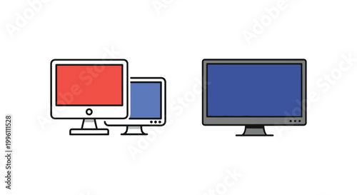 Monitors Line art vector set creative abstract clean shapes