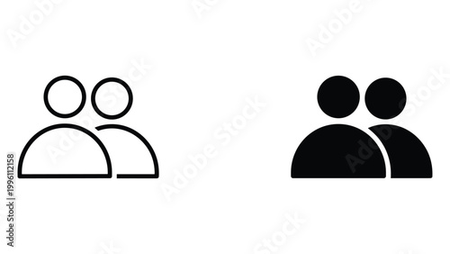 Fotografía A simple black and white illustration of two pairs of people icons in modern des