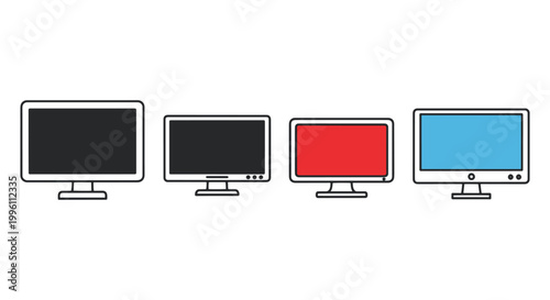 Monitors Line art vector set simple illustration