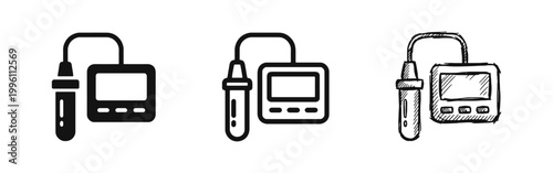 Digital PH Meter and Water Quality Tester Icon Set