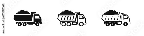 Construction Dump Truck and Tipper Truck Icon Set